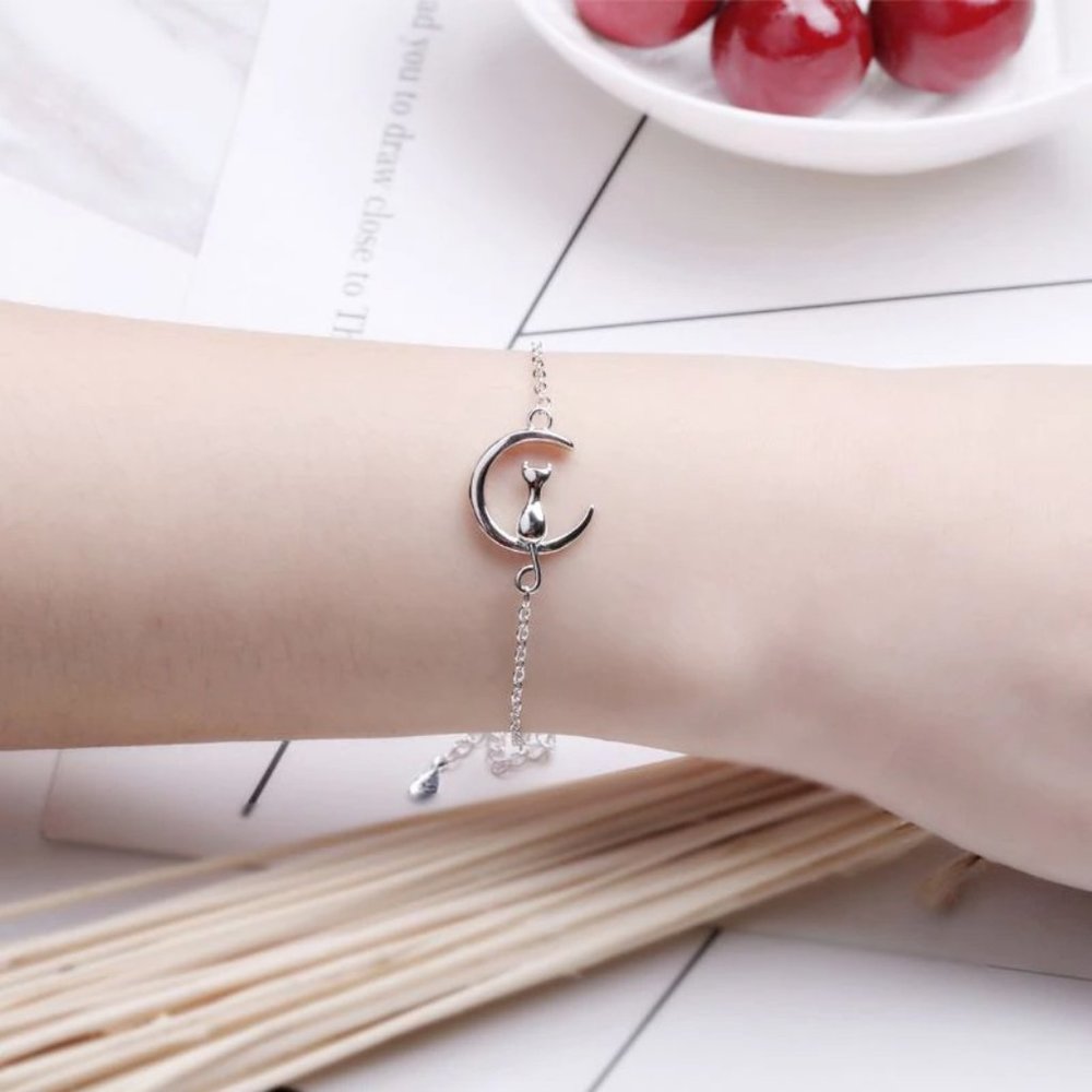 NEW Silver Simple Romantic Fashion Cat Bracelet Anklet - Picture 3 of 6